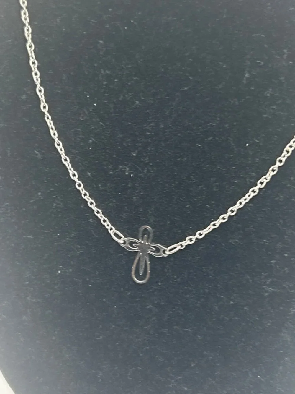 Vintage Cross Pendant Real Silver Cable Chain Plated Stainless Steel Womens New